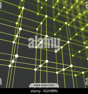 Digital geometric abstraction with lines and points. Abstract futuristic background. Vector illustration. Stock Vector