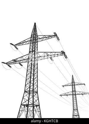 3d illustration of an electric pylons isolated on white background Stock Photo