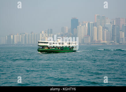 The Star Ferry crosses the harbour from Central to Kowloon, Hong Kong, China Stock Photo