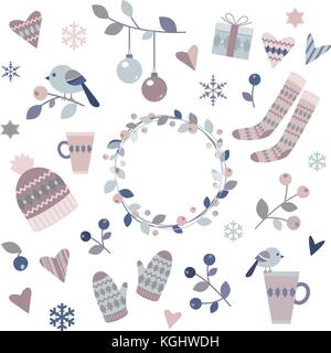 Winter design elements on a white background. Eps 10 Stock Vector