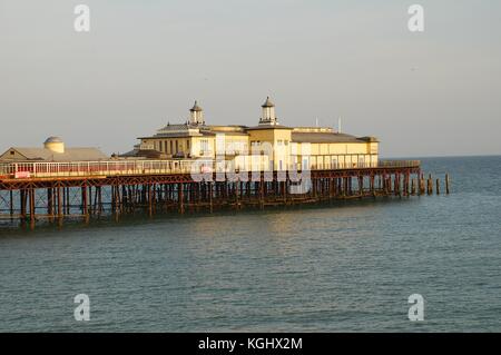 The Victorian pier at Hastings in East Sussex, England on March 18, 2009. The pier was badly damaged by fire in 2010. Stock Photo