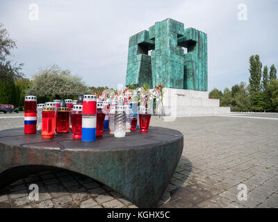 Large monument on homeland war cemetery in Vukovar, Croatia Stock Photo