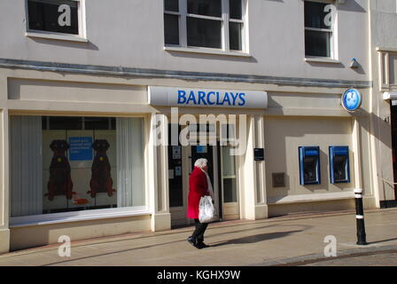 Exterior of a branch of Barclays Bank at Hastings in East Sussex, England on March 9, 2009. Stock Photo