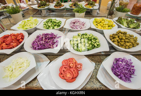 Selection display of salad food at a luxury restaurant buffet bar area Stock Photo