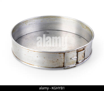 Old fluted tube baking pans isolated on white with clipping path Old fluted tube baking pan isolated on white with clipping path Stock Photo