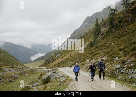 Hikers in the Austrian Mountains Stock Photo