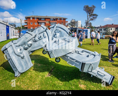 Sculpture by the sea 2017, annual exhibition on the coastal walk between Bondi and Tamara Beach, Sydney, New South Wales, Australia. Art installation  Stock Photo