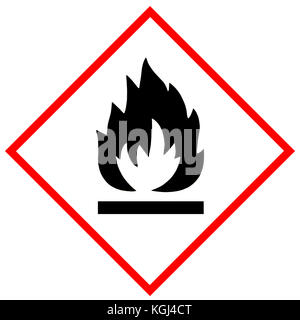 Symbol used for flammable substances warning sign Stock Photo