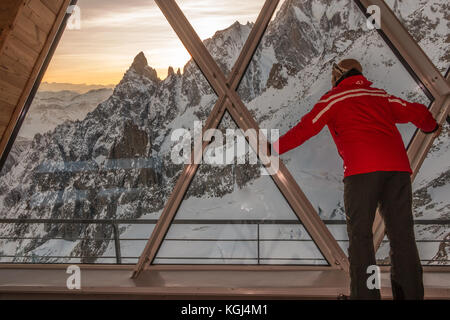 Skyway Monte Bianco Cablecar Views Mont Blanc Courmayeur Italy Alps Europe Stock Photo