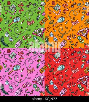 fashion and beauty women accessories seamless texture with recolors Stock Vector