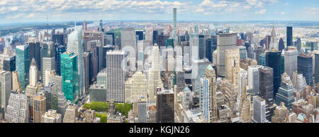 Aerial panoramic picture of New York City Manhattan skyline, USA. Stock Photo