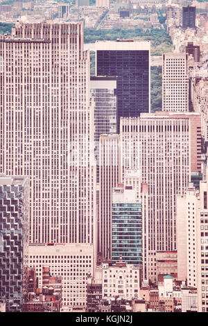 Retro stylized picture of New York City buildings, USA. Stock Photo