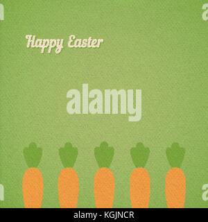 Vector background with Easter carrots bed, realistic paper effect color cardboard background Stock Vector
