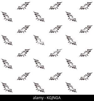 Vector illustration of seamless pattern with bats, flying on white background Stock Vector