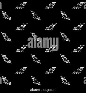 Vector illustration of seamless pattern with bats, flying on black background Stock Vector