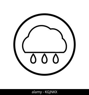 Vector of Cloud and rain icon in Circle line, iconic symbol inside a circle, on white background, for weather sign concept. Vector Iconic Design. Stock Vector