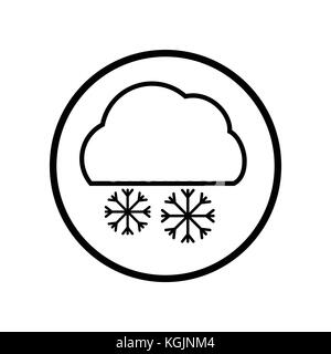 Vector of Cloud and snowflake icon in Circle line, iconic symbol inside a circle, on white background, for weather sign concept. Vector Iconic Design. Stock Vector