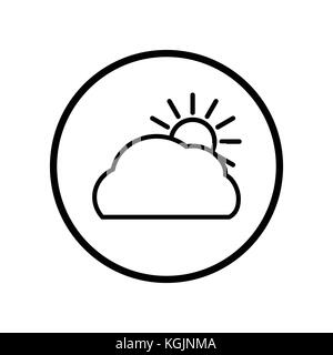 Vector of Cloud and sun icon in Circle line, iconic symbol inside a circle, on white background, for weather sign concept. Vector Iconic Design. Stock Vector