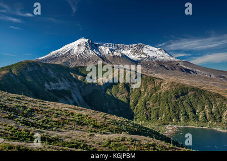 Mount St Helens volcano, from Windy Ridge Viewpoint, Mount St Helens National Volcanic Monument, Washington state, USA Stock Photo