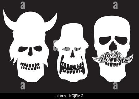 Collection of skulls isolated. vector illustration image Stock Vector