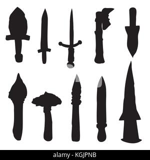 Set the Sword, Swords, Ax, Machete. Vector Illustration. EPS10 Stock Vector