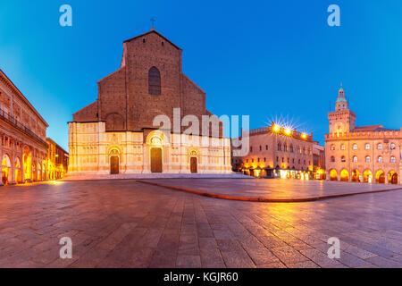 Panorama of Piazza Maggiore square, Bologna, Italy Stock Photo