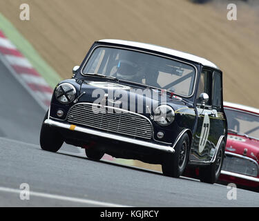 Mark Burnett, Austin Mini Cooper S, Masters pre-66 touring cars, Masters Historic Festival, Brands Hatch, May 2017. Brands Hatch, classic cars, classi Stock Photo