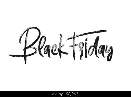 Black Friday lettering handwritten brush, isolated on white background Stock Vector