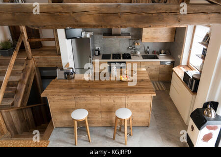 wood kitchen in cottage style Stock Photo