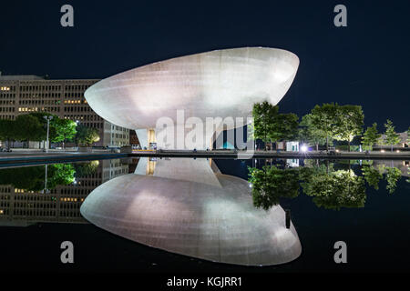 ALBANY, NY - JUNE 28:  The Egg performing arts center on the Empire State Plaza at Night on June 28, 2017 Stock Photo