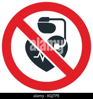 No entrance for people  with cardiac pacemaker prohibitory sign Stock Vector