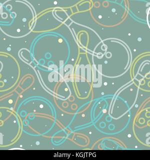 Bowling seamless background with outlines of skittles and balls Stock Vector
