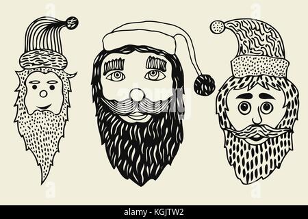 Santa Claus head. It can be used for printing on t-shirts or coloring books. Stock Vector