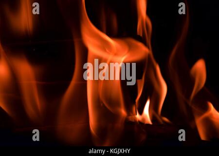flames are burning red, orange and yellow, blazing flames Stock Photo