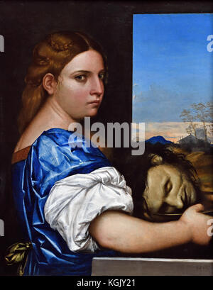 Salome ( Saint John the Baptist ) 1510 Sebastiano del Piombo 1485 - 1547 (  Saint John the Baptist was beheaded at Herodias' request, and his head presented to her daughter Salome on a charger. Salome then brought the head to her mother. ) Stock Photo