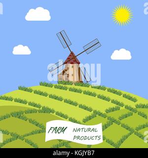 Vector illustration in cartoon style with symbols of Amsterdam Stock Vector