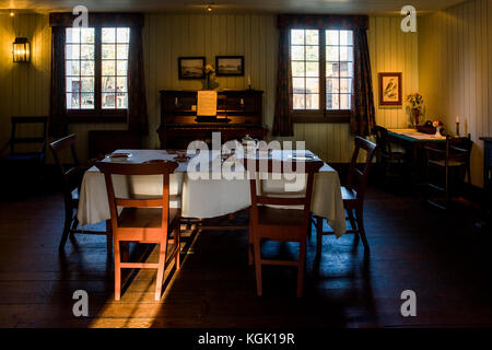Dining room, Fort Langley National Historic Site of Canada, Fort Langley, British Columbia, Canada Stock Photo