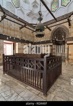Interior of Mausoleum of al-Salih constructed by As-Saleh Nagm Ad-Din Ayyub in 1242-44, Al Muizz Street, Old Cairo, Egypt Stock Photo