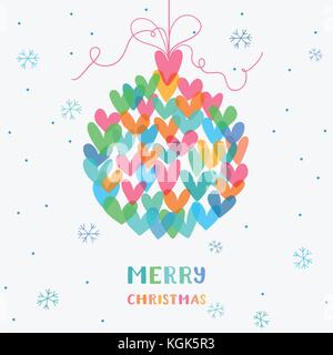 Cute Christmas card with hearts Stock Vector