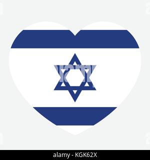 Israel flag in the heart, Israeli flag, vector illustration. Stock Vector