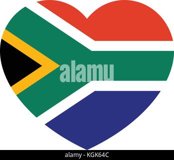 South Africa flag in the heart, South African flag, vector illustration. Stock Vector