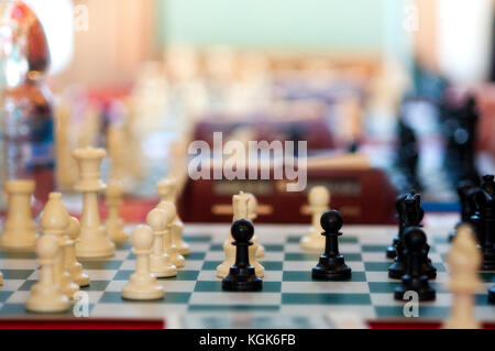 Friendly Games at a Local Chess Club Stock Photo