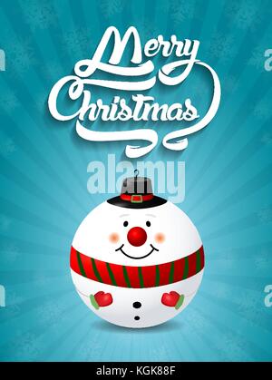 Merry Christmas lettering text with christmas toy vector illustration. Stock Vector