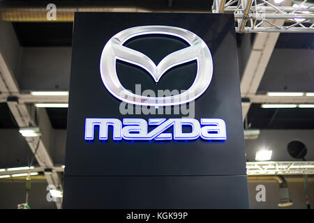 BELGRADE, SERBIA - MARCH 28, 2017: Mazda sign in Belgrade, Serbia. Mazda is Japanese multinational automaker founded at 1920. Stock Photo