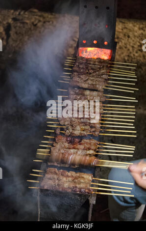 View of arrosticini a specialty of Abruzzo Stock Photo