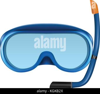 Blue diving or snorkel mask with tube. Stock Vector