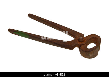 Old cutting pliers isolated on a white background Stock Photo
