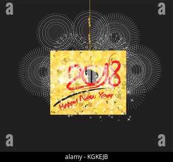 Happy new year 2018 gold theme. year of the dog Stock Vector