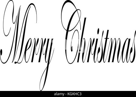 Merry Christmas text sign illustration writen in English on a white  Background Stock Photo