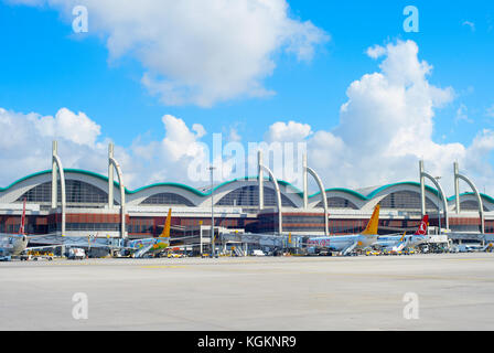 ISTANBUL, TURKEY - MAY 23, 2017: Exterior of the Sabiha Gokcen International Airport (SAW) in Istanbul, Turkey. More than 32 million tourists visit Tu Stock Photo